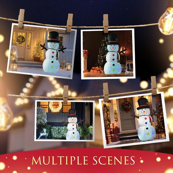 🆕8FT Christmas Inflatable Snowman with Colorful Button Outdoor Decoration - Picture 8 of 9
